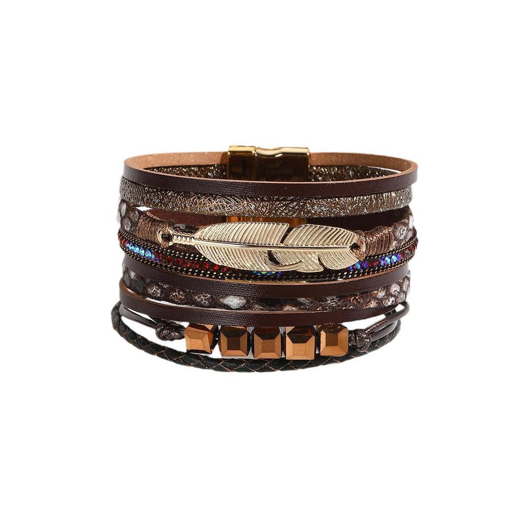 Braccialetto Magnetico Multicolore in Piume Fatto a Mano per Donna