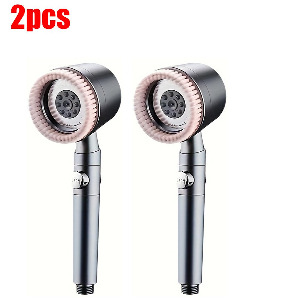Pommeau de douche 5+1 modes avec brosse de massage ABS Haute pression Économie d'eau Portable Filtre de salle de bain Pommeau de douche Arrêt d'eau à une touche