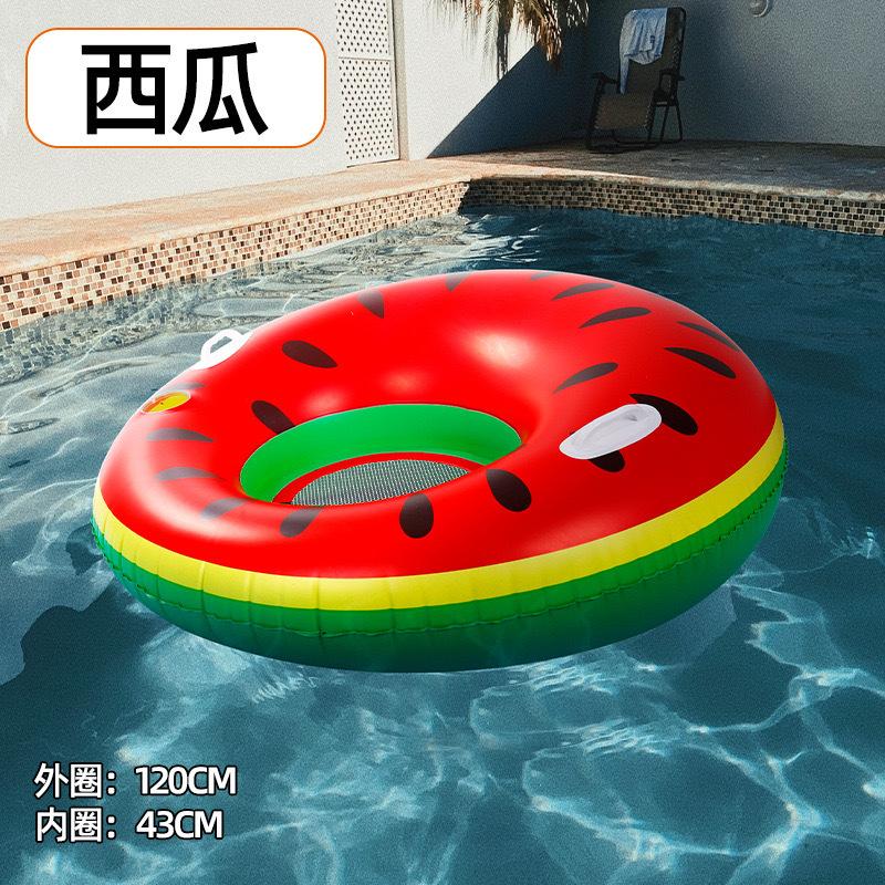 Ins Large Pineapple Fruit Floating Bed Recliner Inflatable Lemon Swimming Ring Life Buoyancy Bed 120# red watermelon lounge chair