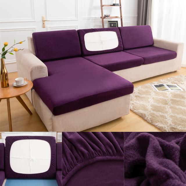 Washable Removable Plush Sofa Seat Cushion Cover Elastic Protector Covers Pets Kids Living Sofa Cushion Case Designed For Furniture Protective Cover