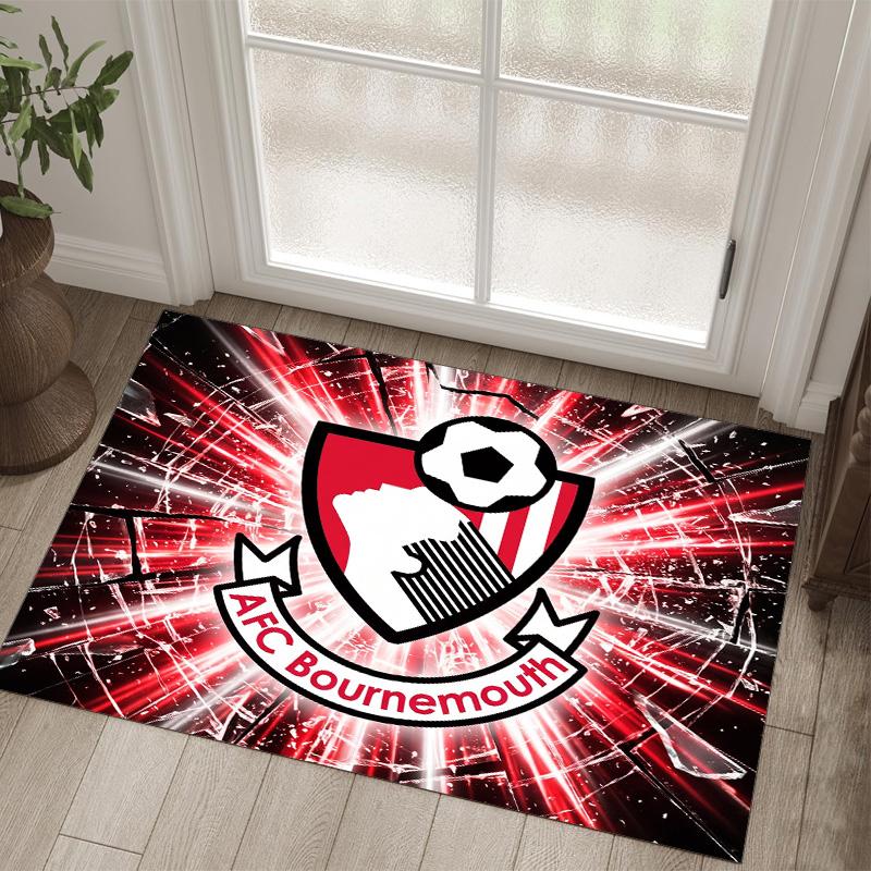 Bournemouth Football Design Crystal Velvet Carpet Cozy Non?Slip Printed Rug For Bedroom Living Room Entrance