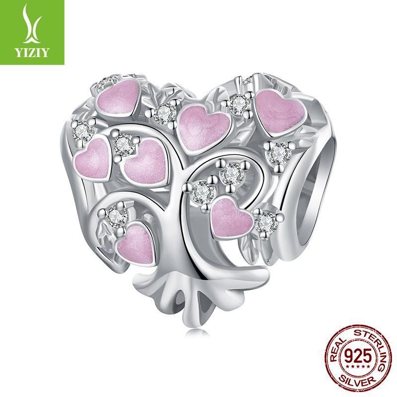 925 Sterling Silver Shining Heart Beads, Love Tree Of Life Diy Bracelet Accessories Valentine'S Day Series