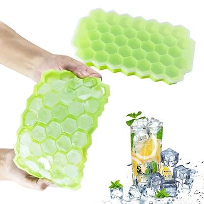 Silicone Ice Cube Mold Trays with Lids Big Square Cube Tray Mold 37 Cube Large-capacity Ice Trays Food Grade Ice Maker Ice Mold