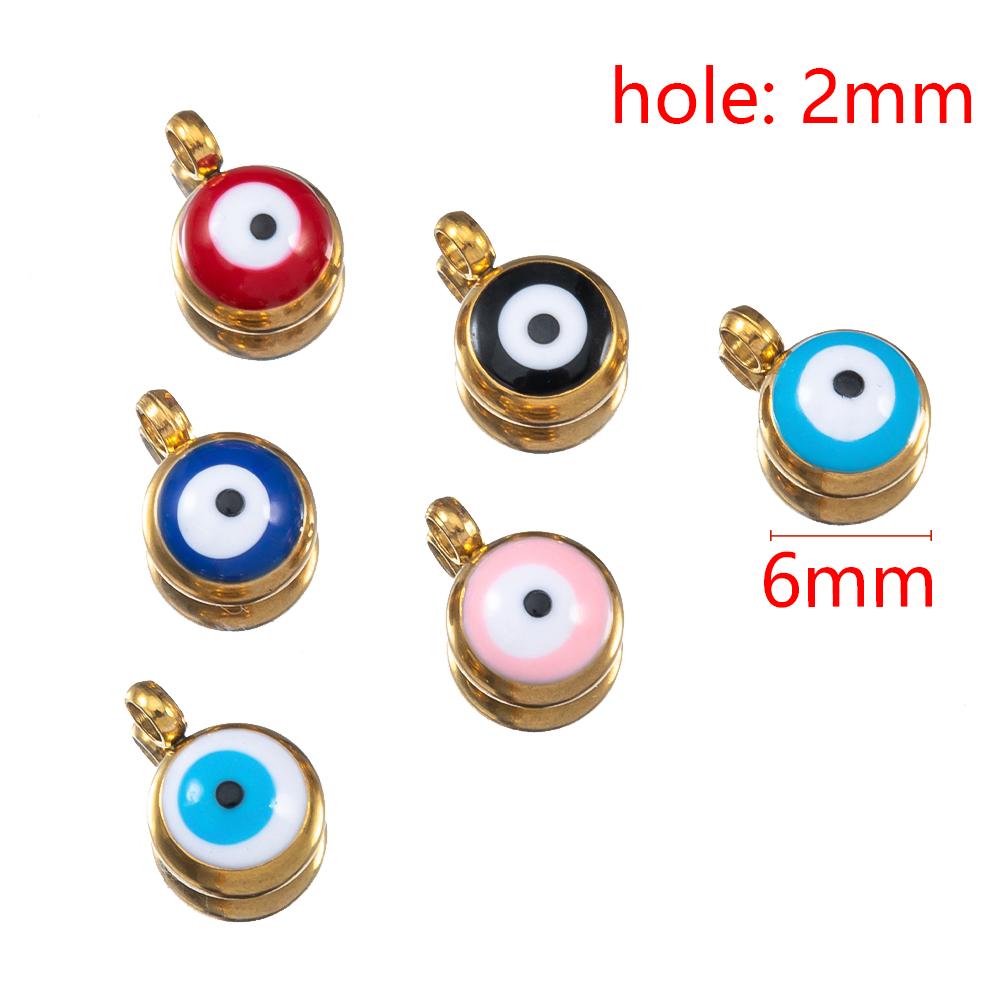 20pcs Round Ball Charms Stainless Steel Turkish Evil Eye Earring Pendant Base DIY Boho Jewelry Making Bracelet Supply Mix Color