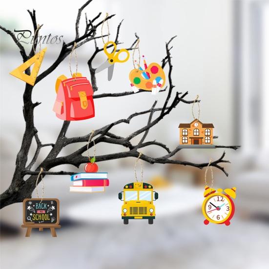 18ks Zpátky do školy Ozdoby Dřevěný závěsný prapor pravítko Kniha Autobus Batoh Tvar Závěsný Dekor Party Dekorace Potřeby