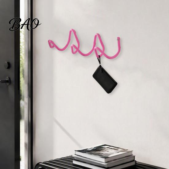 Iron Art Wall Hangers Decorative Wave Hook, Nordic Style Three Creative Hooks for Bags Mounted Storage Rack Entryway And Living Room