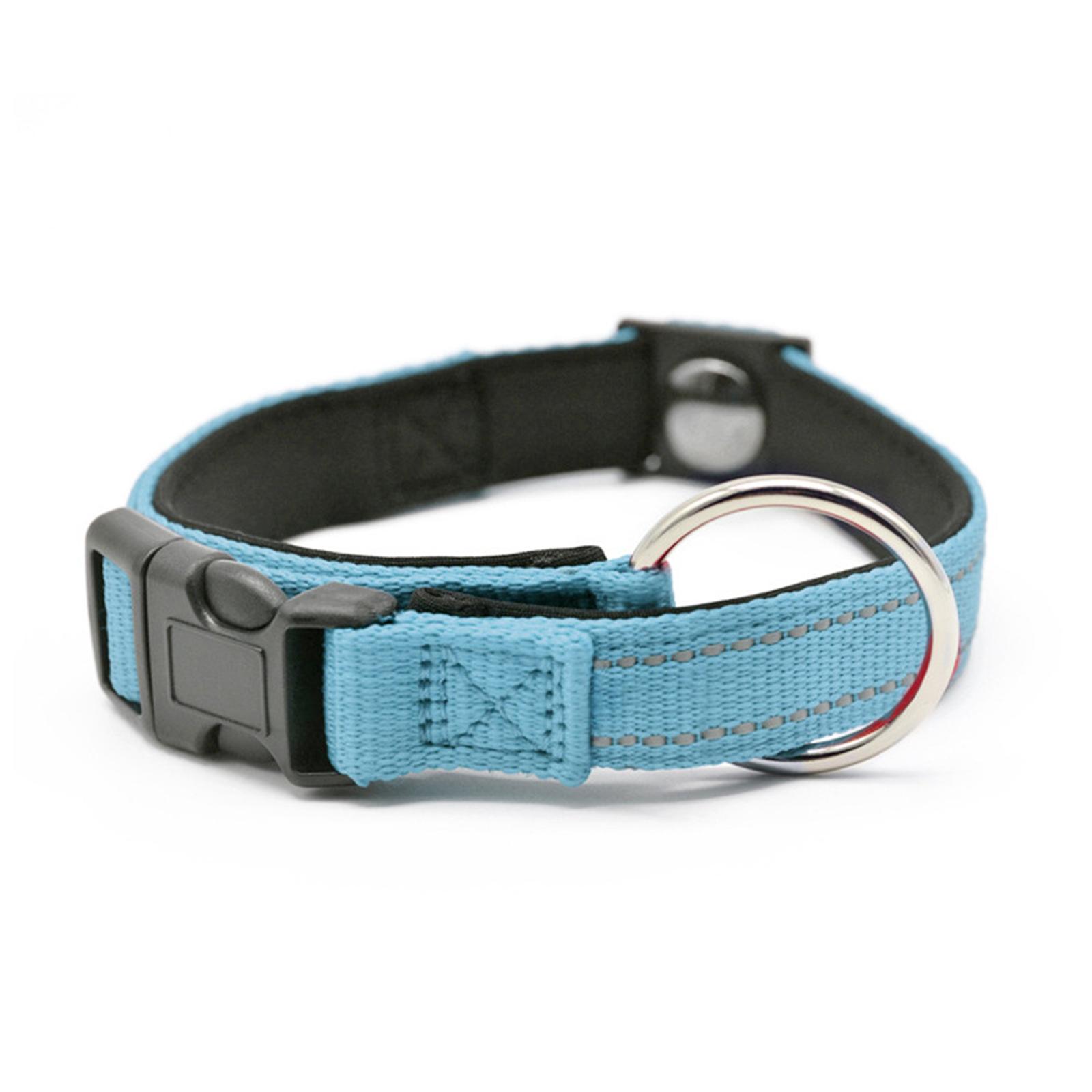 

Reflective Dog Collar W/Buckle Reflective Adjustable Pet Neck Band Adjustable Safety Nylon Collar for Small and Medium-Sized Dog синій