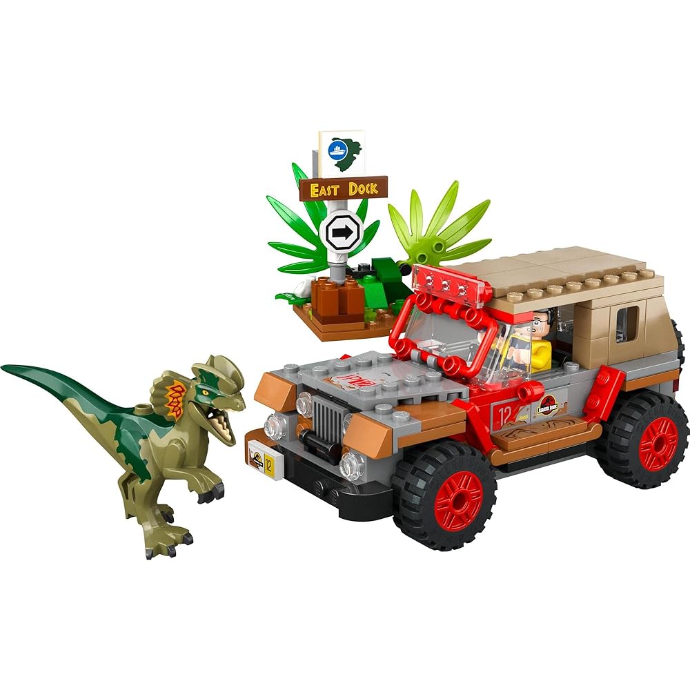 LEGO Jurassic World Dilophosaurus Attack Building Toy for Kids Ages 6-9, Educational Gift, 76958
