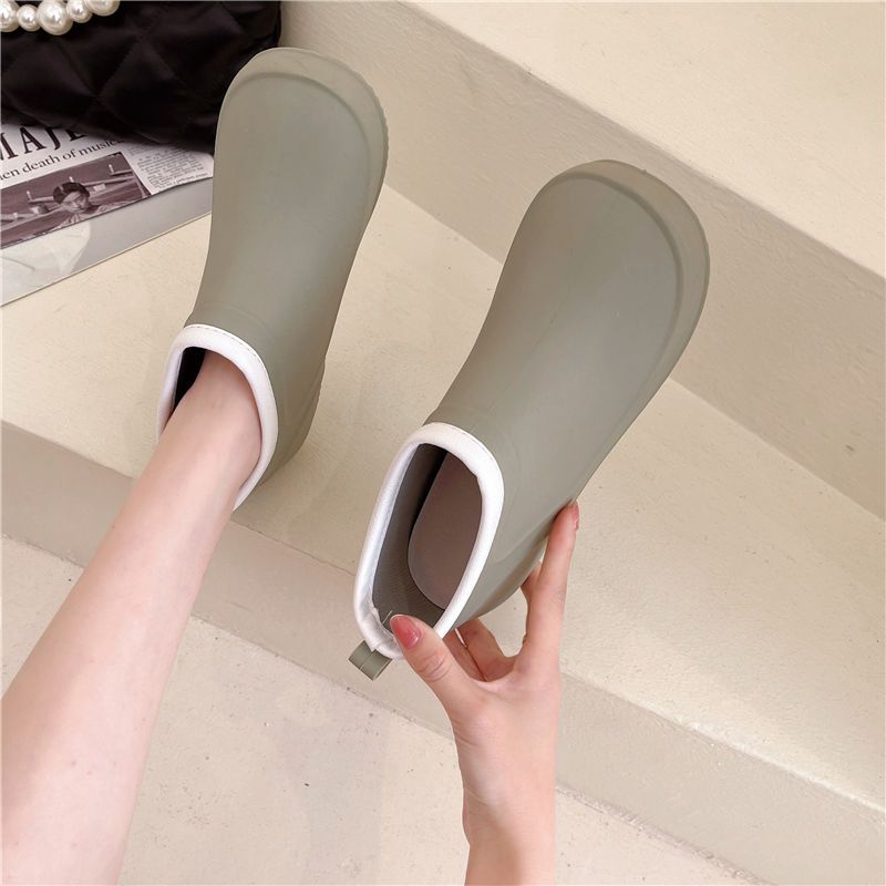 Premium Short Rain Boots for Women Waterproof & Non-Slip Kitchen Shoes Low-Cut Durable Ankle Boots for Wet/Dry Use