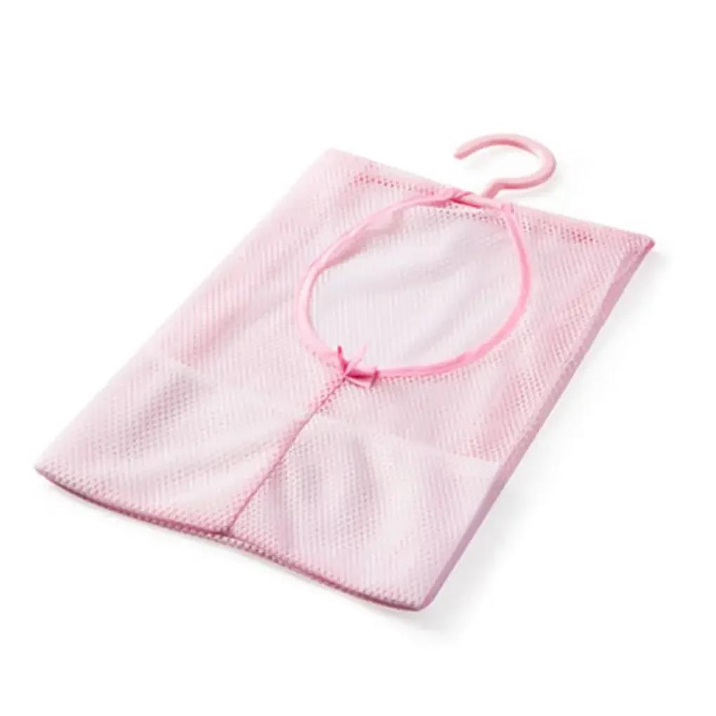 

Clothespin Useful Kitchen Bathroom Hanging Storage Bags Mesh Bag Organizer with Hook for Bath Swimming Kids Toys Storage Baskets розовый