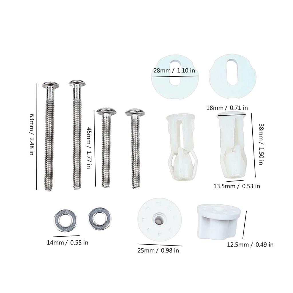 Upgrades Toilet Seat Hinge Bolts Toilet Seat Fastener Quick Fix Screws Replacement set for Stable & Secure Installation