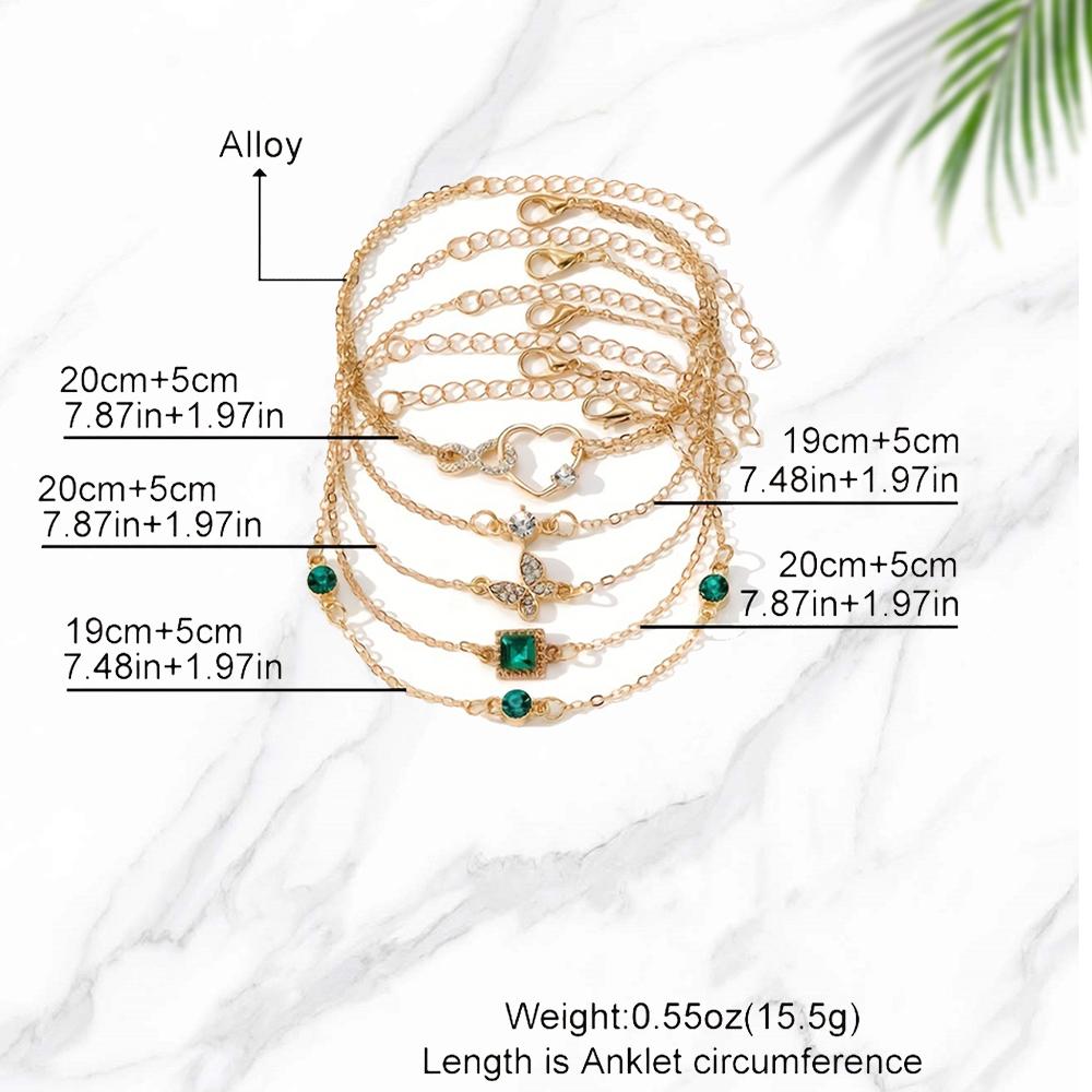 5-częściowa elegancka bransoletka z jadeitu, kwadratowa, z motywem motyla i serca, na wesela, urodziny, prezenty z cyrkoniami, imprezy, prezenty dla kobiet