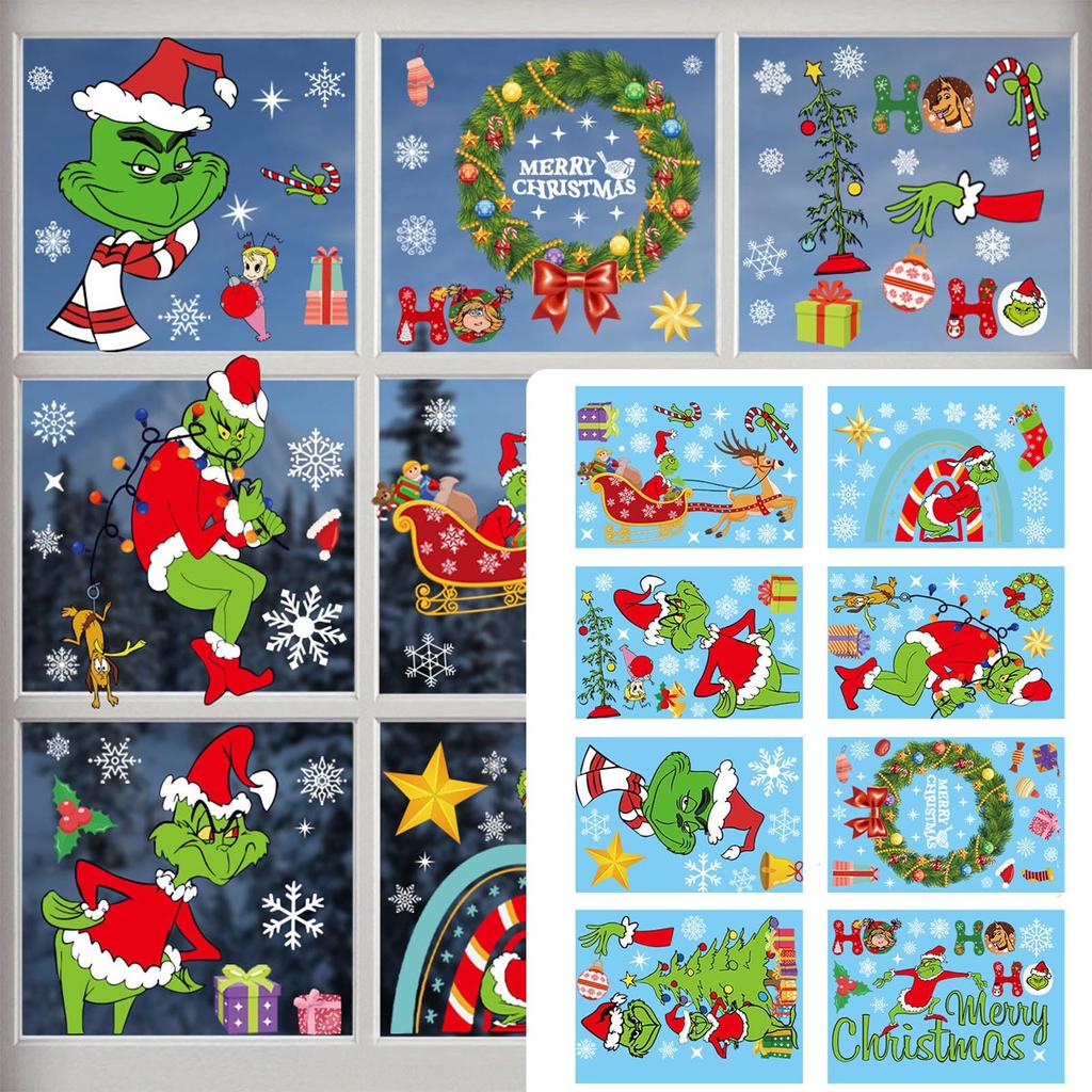 Christmas Stickers, Window Wall Stickers, Electrostatic Stickers, Window Glass Stickers, Greench Window Decorations
