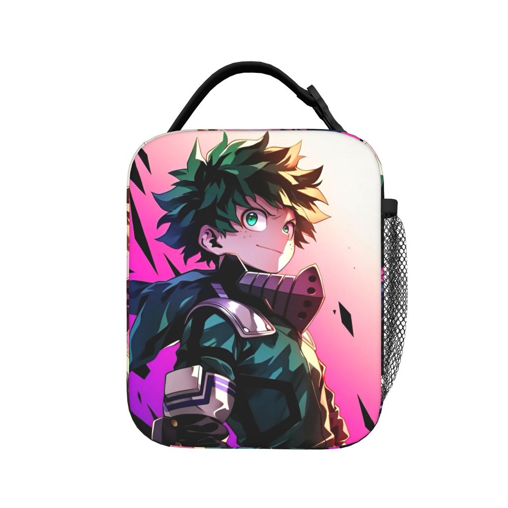 MHA Insulated Lunch Bags Thermal Bag Reusable,Meal Container Boku No Midoriya Leakproof Tote Lunch Box Bento Pouch School