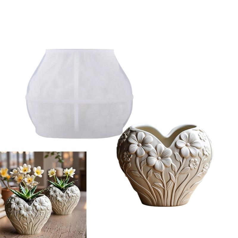 Multifunctional Heart Flower Vessel Silicone Mold for Handmade Home Deck Jewelry Crafting and Artistic Gift Creations