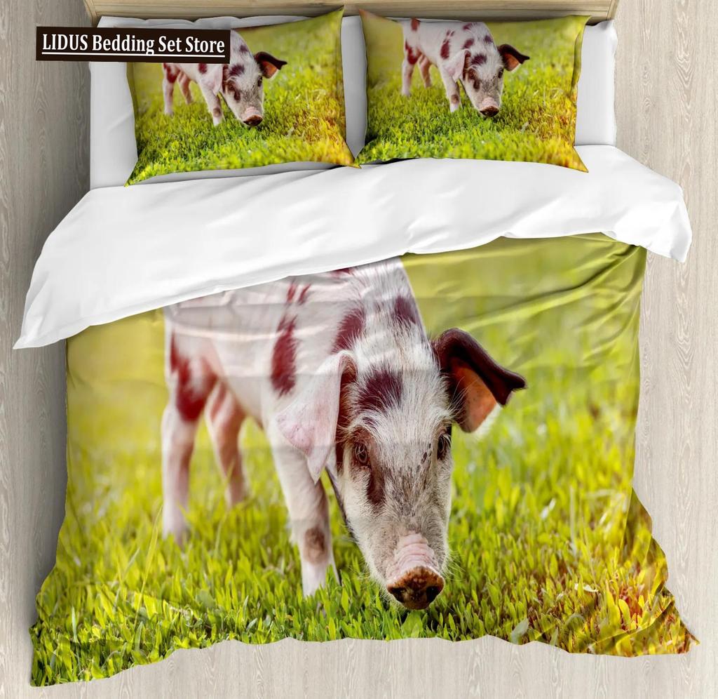 Chicken Duvet Cover King Queen Size Lovely Hen Pattern Bedding Set Kids Teens Adults Farm Animals Soft Polyester Comforter Cover