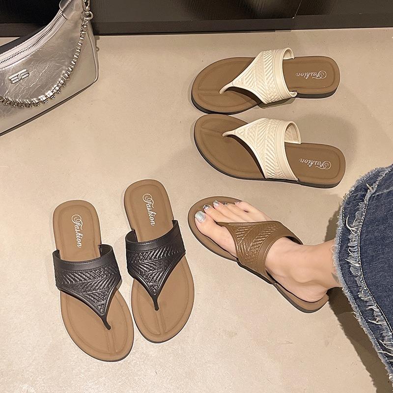 Island style toe slippers women's summer new outer wear cool slippers holiday fashion flip-flops