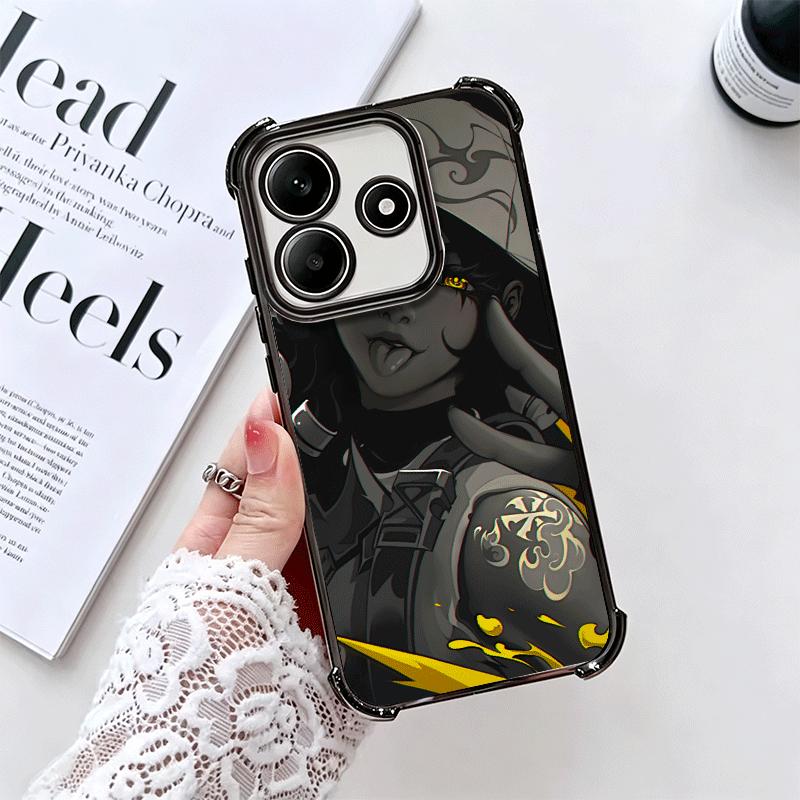 V-Valorant Game Black Cool Soft Phone Case For Xiaomi Redmi Note 14 15 Pro Plus 13 12 11S 11T 5G 10 9S 9 Plating Anti-Fall Funda