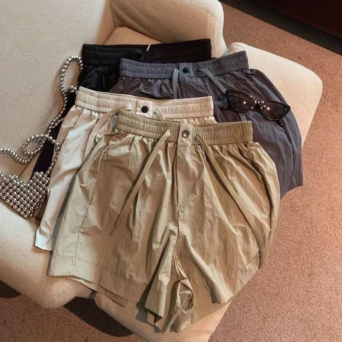 

Шорты женские летние новые корейские с высокой талией свободные и тонкие повседневные спортивные брюки с надписью A-word широкие брюки Tide 2XL хаки