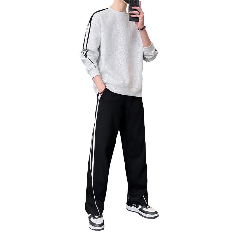2024 Autumn Two-Piece Set: Round Neck Sweatshirt & Straight-Leg Sporty Sweatpants – Stylish and Premium Look