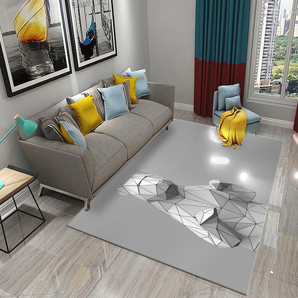 Animal Dog Carpet Abstract Geometric Puppy Rug Pet Wildlife Rugs for Adults Teens Kids Bedroom Living Room Large Area Floor Mat