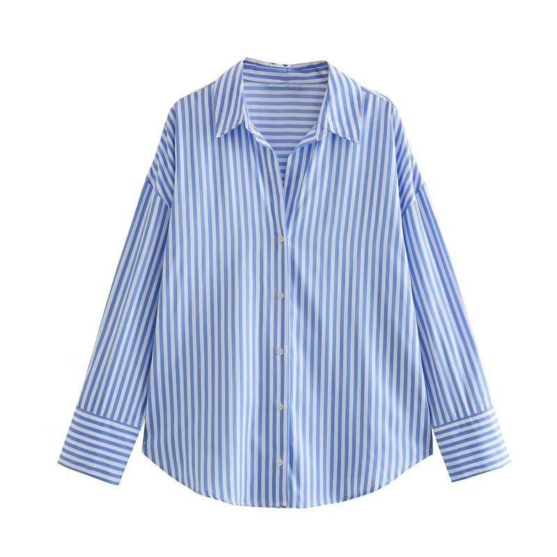 Women Fashion Spring Cotton Oxford Long Sleeve Single-breasted Lapel Blouse Street Clothing Shirt Chic Ladies Tops Mujer