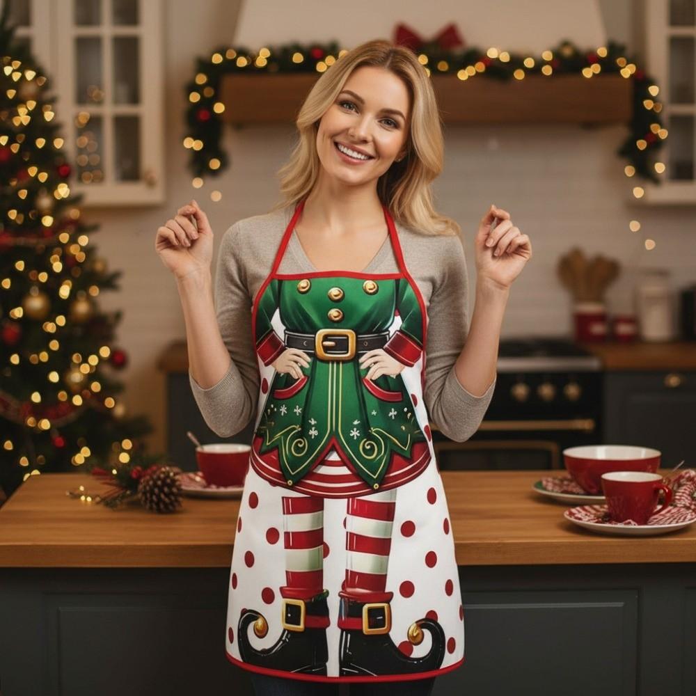 4PCS Stain-resistant Christmas Elf Aprons Waterproof Christmas-Themed Apron  Holiday