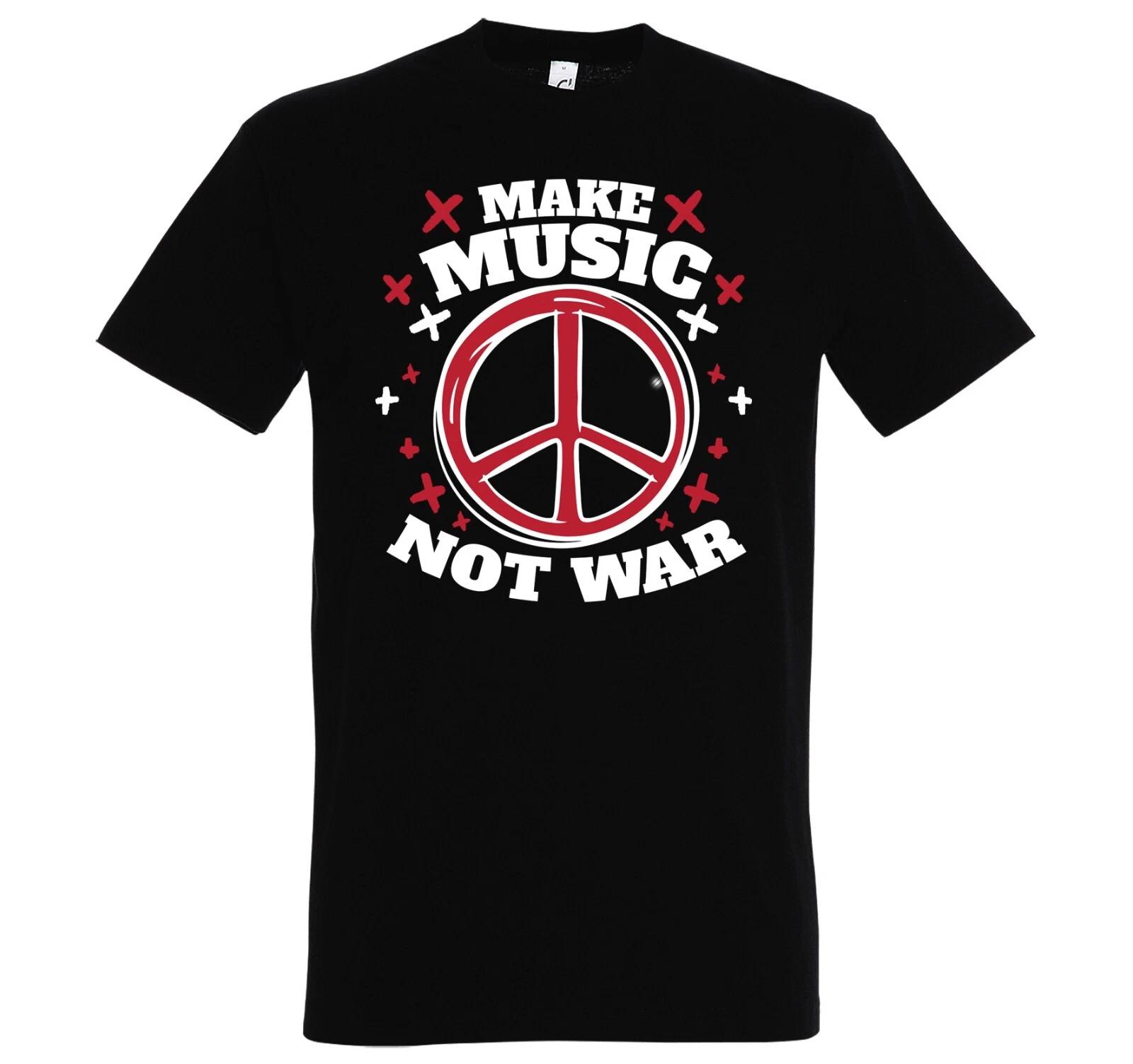 Youth Designz Make Music Not War Men s T-Shirt Logo Print Peace Hippie Fun L