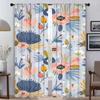 Flowers Home Interior Curtains 2 Pieces Curtains for Living Room Curtain Partition Shades Tulle for Bedroom Halloween Decoration