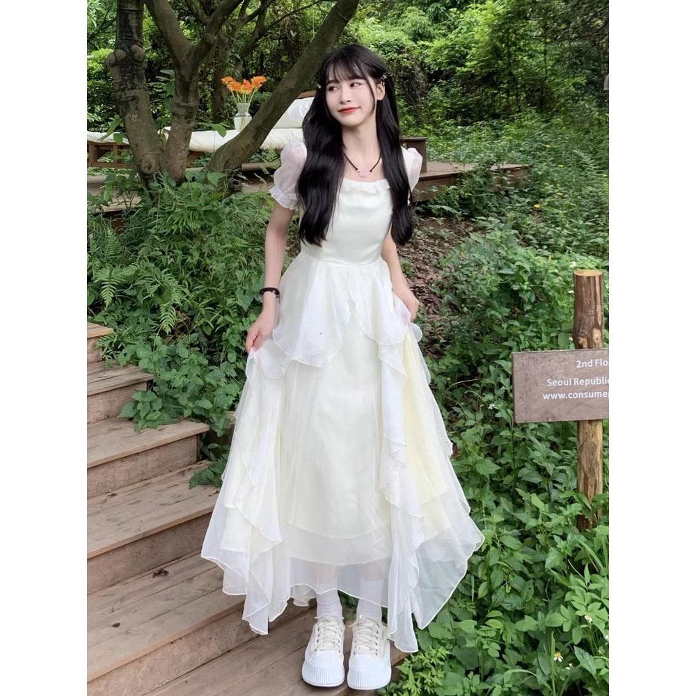 Women's Summer French Fairy Princess Dress for Seaside Vacations
