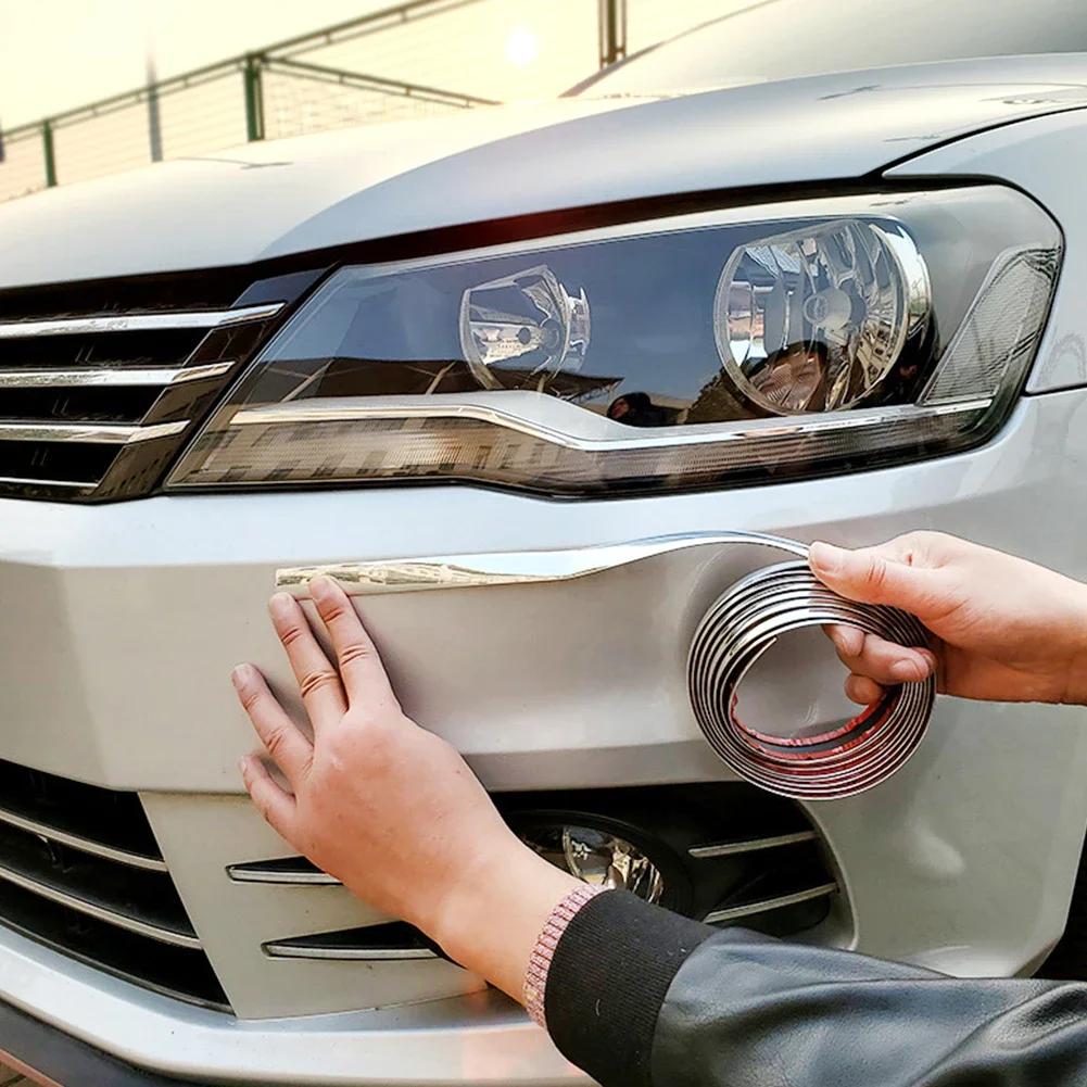 3M/5M Exterior Car Chrome Body Strip Bumper Auto Door Protective Moulding Styling Trim Sticker 6MM 8MM 10MM 12MM 15MM 20MM 30MM