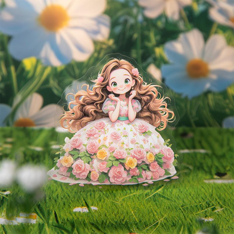 Beautiful Day Stickers: Flower Bush Series - Cartoon Girl DIY Journal Decoration