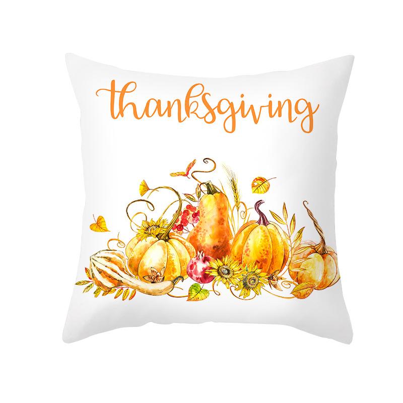 New Pumpkin Thanksgiving Pillow Cover Ins Nordic Peach Skin Printed Cushion Cushion Cover Home Products