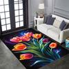 Vintage Floral Tulip Patterned Floor Mat, Non-slip, Machine Washable, Suitable for Living Rooms, Bedrooms, and Home Décor.
