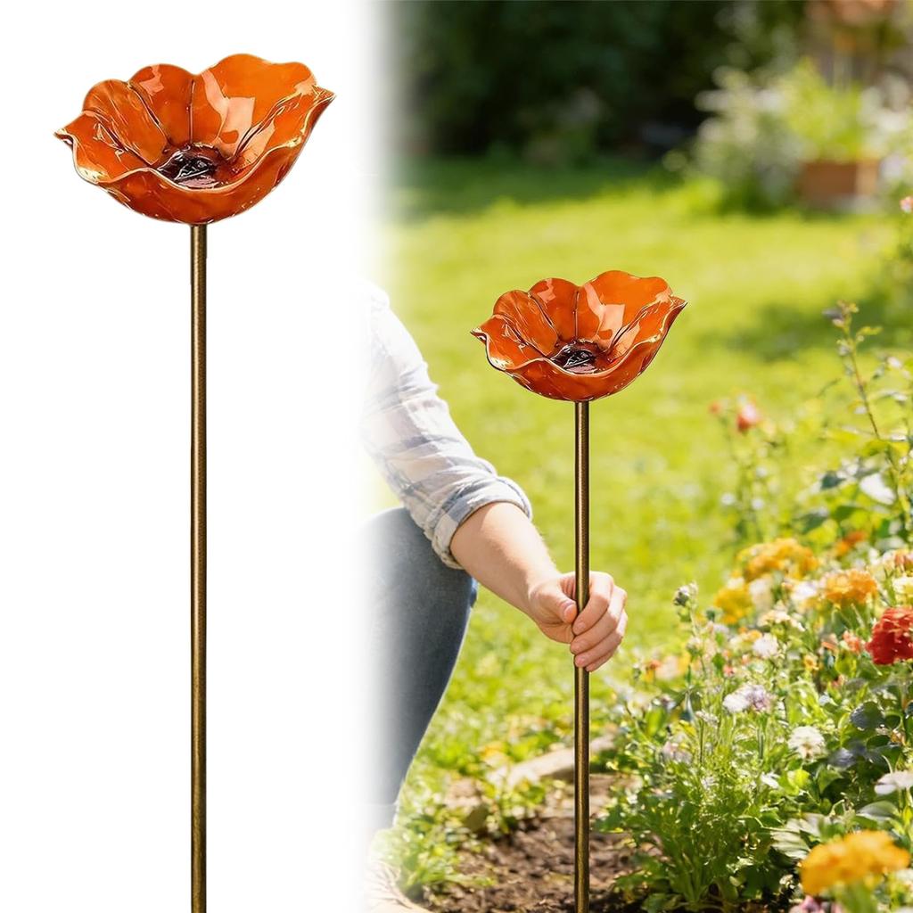 Decorative Metal Flower Bird Feeder Handmade Outdoor Garden Hanging Hummingbird Feeder 23.62 Inch
