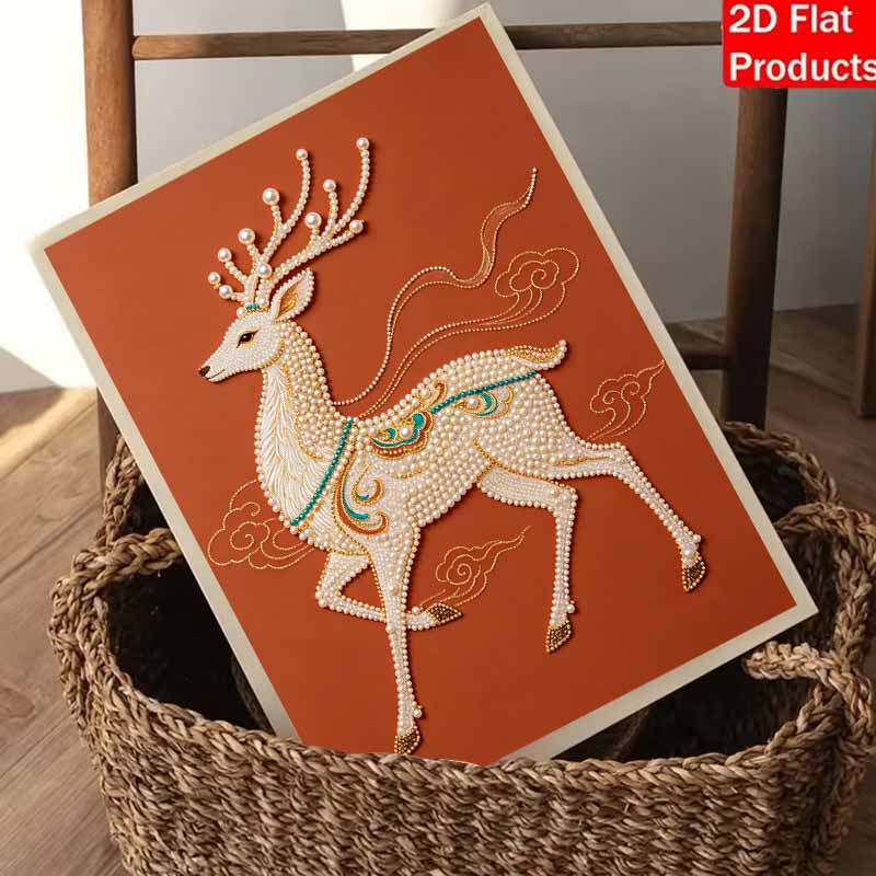 DIY Pearl Diamond Art Painting Kits for Adults and Beginners, Elegant Deer Sparkling Painting Craft Home Wall Decor Handmade Gift
