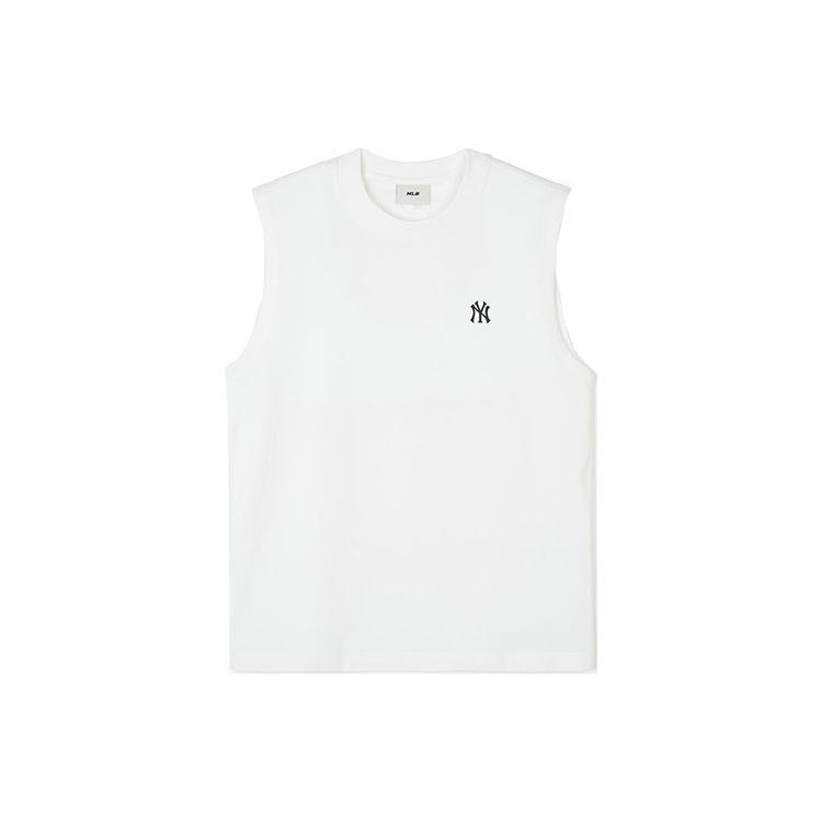 MLB Base Logo Tank Tops Unisex Ecru Crew Neck Moderate Straight Fit 3ATKB0243-50WHS XS