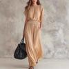 2026 new summer European and American chiffon waist collection elegant exquisite long dress