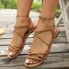 Women's Flat-Bottomed Thin-Strap Sandals, Summer 2024 Style, Cloud Comfort, Fairy Look, Perfect for Outdoors & Skirts, Roman Beach Chic.
