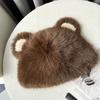 Imitation Fur Cute Bear Hat for Women Autumn and Winter Warm Ear Protection Cap Korean Style Plush Large Head Circumference Knitted Hat