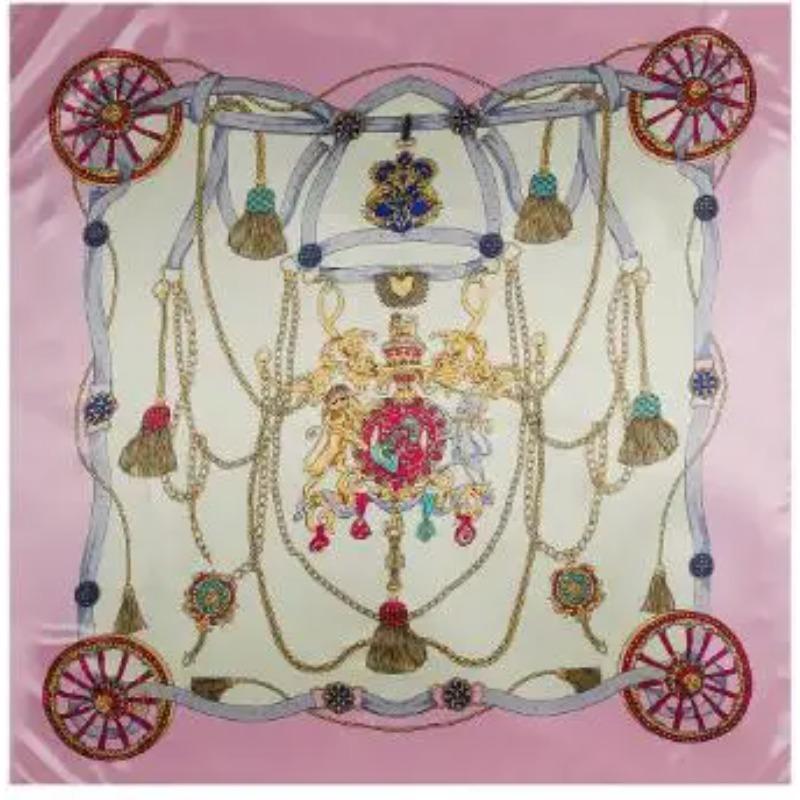 

90cm*90cm Silk Square Scarf Women Element Bag Print Foulard Big Hijab Bandana Lady Neckerchief High QualScarves Wraps For Ladies 90x90cm