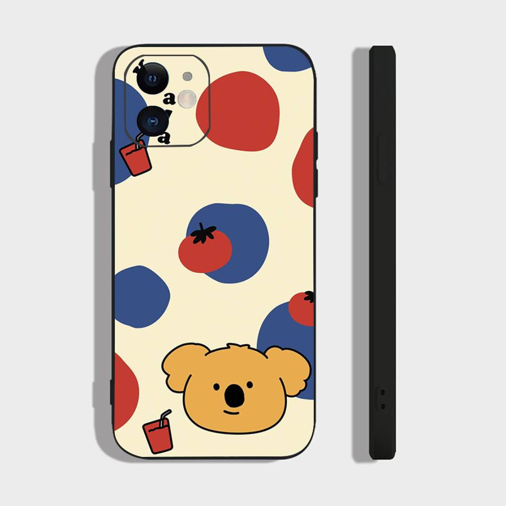 K-Koala Creative Cartoon Animation Phone Case For IPhone 17 Air 16 15 14 13 Pro Max 11 12 Black Silicone Cover