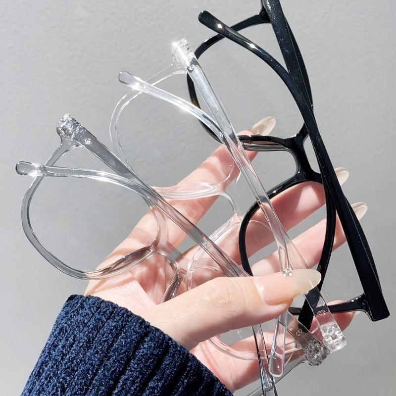 3pcs Unisex Square Frame Blue Light Blocking Glasses Plastic Oval Eyewear for Daily Wear