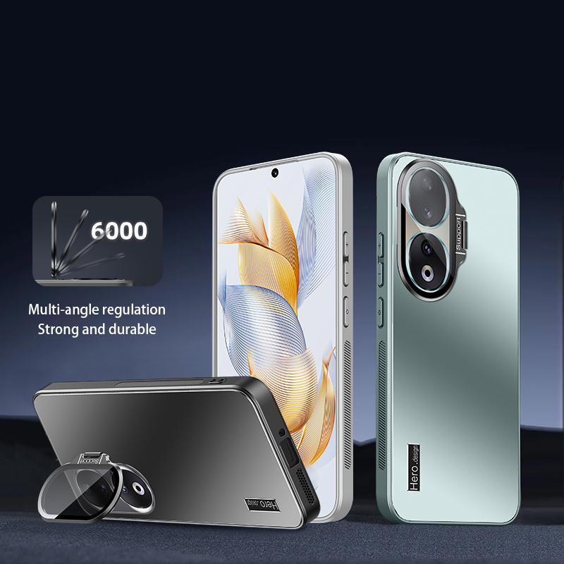 

For Honor 90 Case Kickstand TPU+PC Drop-resistant Back Cover Silver