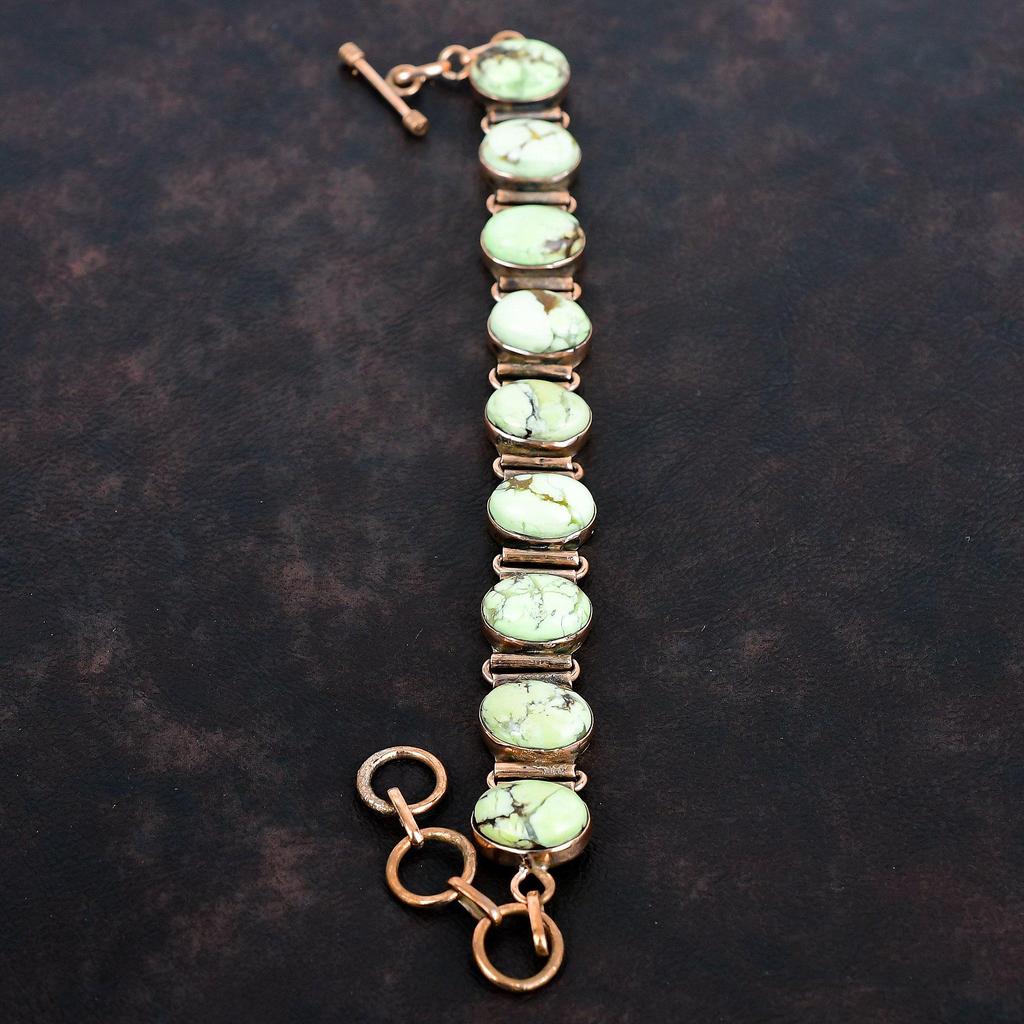Lemon chrysoprase bracelet copper bracelet handmade adjustable chain bracelet real gemstone bracelet beautiful copper jewelry gifts for mom