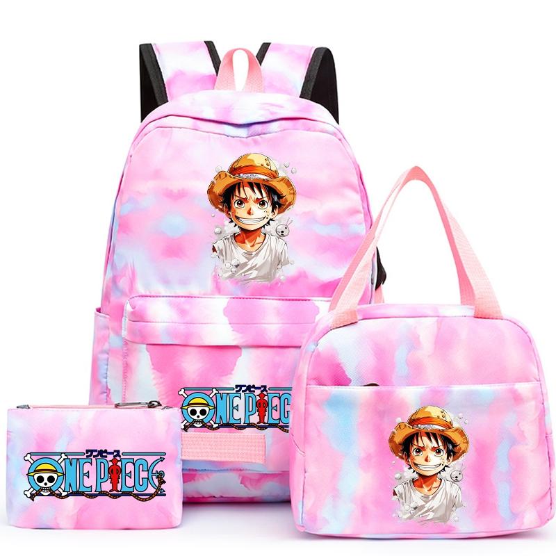 3Pcs/set Anime One Piece Backpack for Girls Boys Back To Schoolbag with Lunch Bag Student Bookbag Men Women Travel Bag Mochil