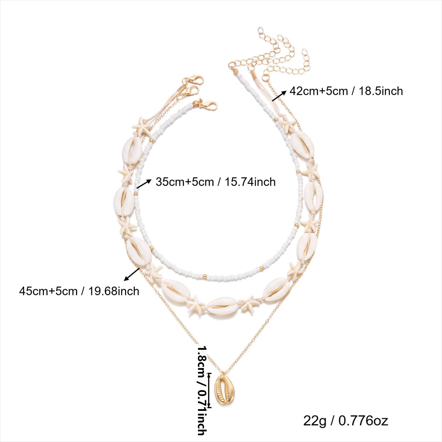 

Summer Multi Layer Starfish Shell Necklace Boho Ocean Beach Pendant Choker For Women Vacation Jewelry Set