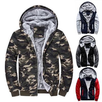 Spring Winter Camouflage Men's Bomber Jacket Hoodies Cardigan Velvet Bicycle Male Coat Tracksuit Sweatshirts Streetwear Jacket For Men