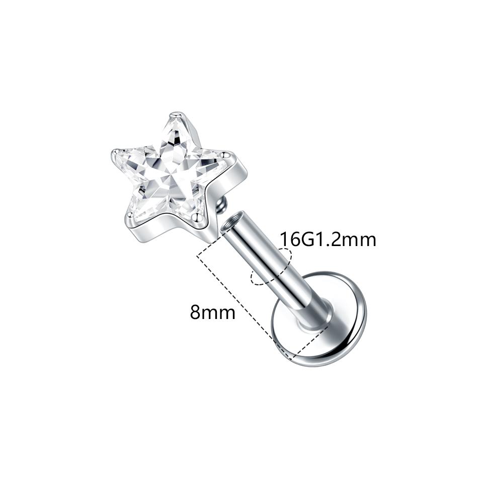 1Pc/5Pcs Titanium Star Ear Tragus Cartilage Helix Daith Piercing Lip Stud Earrings for Women Internal Thread Body Piercing 16G