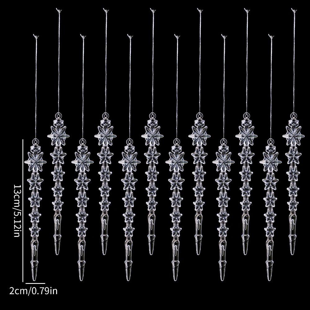 12Pcs Acrylic Christmas Ornaments Snowflake Ornaments Christmas Tree Ornaments Holiday Home Decor